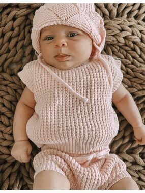 Luna and Luca Organic Cotton Knit Girls Tank Top Sweater 3-6 Months Pink